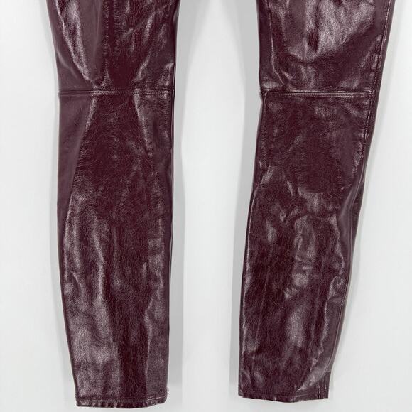 SPANX Faux Patent‎ Leather Liquid Glossy Leggings Ruby Red High Rise Size XS - Picture 8 of 12